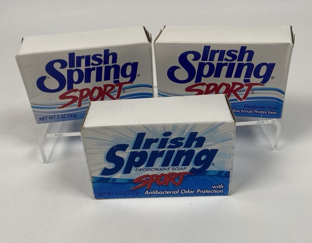 Irish Spring Sport Deodorant Soap 4.5 Oz Bars Discontinued Vintage - Lot Of 3